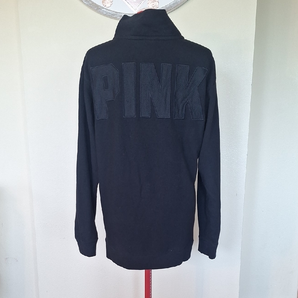 PINK Victoria's Secret Black Sweatshirt with White Logo - Picture 2 of 6